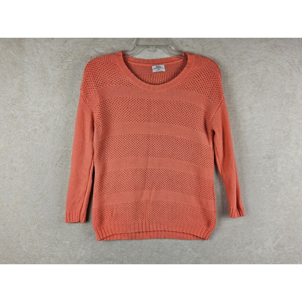 Wallace J Crew Women's 3/4 Sleeve Cotton Sweater Orange Size XS